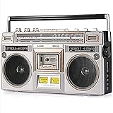 Retro Bluetooth Boombox Kassettenspieler mit AM/FM-Radio, Bass-Boost, integriertem Lautsprecher und 3,5-mm-Kopfhöreranschluss, unterstützt SD/USB-Eingang für Vintage-Musikliebhaber