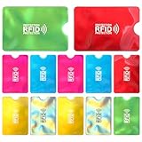 Bruislard 12 Stück RFID Blocker Kartenhülle, RFID Kartenhalter blockierende NFC Schutzhülle Kreditkartenhülle Bunt Diebstahlsichere Schutzkarte für Damen Herren, 9cm×6cm
