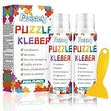 Puzzle Kleber Transparent, Puzzle Glue Mit Einfachem Schwammkopf und Applikator, Ungiftig Puzzelkleber, Puzzlekleber für 1000/2000 Teile, Geeignet für Kinder und Erwachsene (120ml*2)