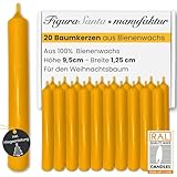 Figura Santa® BAUMKERZEN 20x Premium Kerzen aus 100% reinem BIENENWACHS - Bienenwachskerzen Geburtstagskerzen Christbaumkerzen H10 Ø1,25 cm ca. 2.5 h Brenndauer/Kerze