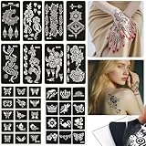 TYXHXTF 10 Pcs Henna Tattoo Schablonen, Indische Arabische Temporäre Tattoo Schablone, Henna Schablone Set, Glitter Tattoos Schablonen Wiederverwendbar Hand Tattoos, für Body Art Paint