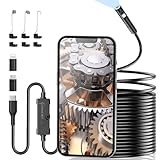 Endoskopkamera mit Licht, 1920P HD-Rohrkamera mit Doppellinse, IP67 Wasserdichtes Endoskop mit 8+1 LEDs, 10M Halbstarres Kabel, Inspektionskamera für Android iOS Handy, Kanalkamera für Abwasserrohre