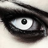 DESIGNLENSES, farbige Tageslinsen Kontaktlinsen,komplett weiß, ohne Sehstärke für Halloween Kostüm als Zombie, Karneval, Fasching & Anime Cosplay - 2 Stück (1 Paar) weisse Augenlinsen