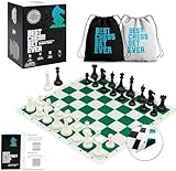 Best Chess Set Ever Schachspiel für Turniere, 3X dreifach beschwerte Staunton-Figuren, mit 50,8 cm x 50,8 cm faltbarem doppelseitigem Silikonbrett, Super-Schwergewicht-Ausgabe