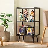 Spielzeugregal, Vitrine für Sammlerstücke, Vitrinenschrank aus Holz, Lagerschränke und Bücherregal für Spielzimmer, bodenstehendes Bücherregal, Lagerschrank für Home-Office 4 5*33*77cm/16,7*