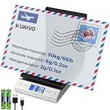 KUAIVO Briefwaage, 30kg/2g Digitale Paketwaage mit Halte & Tara Funktion, Hohe Präzision Faltbare Plattformwaage für Brief, Paket, Einsetzbar im Büro und Heimgebrauch