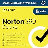 Norton 360 Deluxe 2025 | 5 Geräte | Antivirus | Secure VPN | Passwort-Manager | 1-Jahres-Abonnement | PC/Mac/Android/iOS | Aktivierungscode per Email