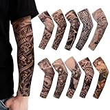 TSHAOUN 10 Stück Tattoo Ärmel Set Gefälschte Sonnencreme Armlinge, Tattoo Ärmel Tattoo Armstrumpf für Männer Frauen Nylon Temporäre Tätowierung Tattoo Strumpf Arm für Karneval Fasching Party (10PCS)