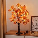 Sunshine smile led herbstdeko,LED Ahornblatt Baum Licht,Schreibtisch Ahorn-Blätter Baumlicht,Lichterbaum Für Innen Herbst,Ahornblatt Baum Licht,Herbstdeko Blätter Lichterketten,deko baum mit led