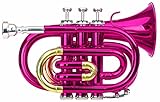 Classic Cantabile Brass TT-400 Bb-Taschentrompete (Messing, Schallbecher Durchmesser: 93 mm, Bohrung: 11,8 mm, Stimmung: Bb, inkl. Leichtkoffer, Mundstück, Putztuch, Handschuhe) pink