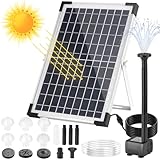 Solar Teichpumpe 12W, 500L/h Solar Springbrunnen, Solar Brunnenpumpen mit 1M Wasserleitung DIY, 9 Düsen, 3,25M Kabellänge, Solar Wasserpumpe, für Garten Teich Brunnen Wasserfall Pool