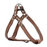 Hundegeschirr Leder Softgeschirr Verstellbare Brustgeschirre Norweger Haustier Ledergeschirr Weichem für Kleine Mittlere Große Hunde (S, braun)