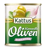 Kattus grüne Manzanilla Oliven mit Knoblauchcreme gefüllt, 85 g