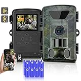 Wildkamera, 8K Video Wildtierkamera, 60MP Full HD WLAN mit Handyübertragung APP, Bewegungssensor, Nachtsicht, 0,1s Auslösezeit, Infrarot Wildkamera mit 32GB SD Karte & 8*AA-Batterien, IP66 Wasserdicht