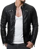 Redbridge Herren Jacke Übergangsjacke Biker Lederjacke Echtleder Kunstleder Baumwolle mit gesteppten Bereichen XL Schwarz - Kunstleder