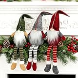 TOSUTO 3 Stück Weihnachtsdeko Innen,Weihnachten Plüsch GNOME,Weihnachtswichtel Wichtel Figuren,Weihnachtswichtel Figuren,Weihnachtsmann Elf Lange Beine Figur für Weihnachtstisch Kamin Wohnkultur
