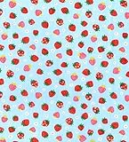 CRS Fur Fabrics 5056653814865 Bedruckter Polycotton-Stoff – Himmels-Erdbeeren, 1 m, 110 x 100 cm, Polybaumwolle, multi, 1Mtr 110cmx100cm