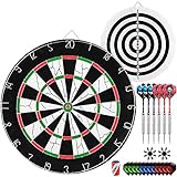 CyeeLife Steel Dartscheibe mit 6 Dartpfeile,Flights,Schärfer und Flightkappen,Dart Board Set