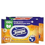 Tempo feuchte Toilettentücher Calendula & Kamille, Duo Pack, 2 Packungen mit jeweils 42 Tüchern, 200 g