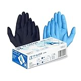 Gedikum 100x Nitrilhandschuhe Box Einweghandschuhe, Einmalhandschuhe, Untersuchungshandschuhe, puderfrei, ohne Latex, unsteril, latexfrei, disposible gloves Blau/Schwarz Gr. S-XL (Blau, M)