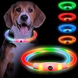 Sofore LED Leuchthalsband Hund für Dunkle Leuchthalsband Hund, USB Wiederaufladbar, 3 Blitzmodi, Leuchthalsband Hunde, Verstellbare Größe für Kleine, Mittelgroße und Große Hunde,Farbverlauf