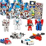 Transformers Earthspark Actionfiguren-Set – Paket mit 4 Spielzeugen mit Wheeljack, Optimus Prime, Megatron, Terran Twitch plus Aufklebern, mehr | Transformers Figuren für Kinder, Jungen