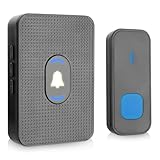 Funkklingel, Wasserdicht Tragbares Funkklingel Set, Türklingel Funk Set 300 m Reichweite IP55 Aussen Wasserdicht Haustür Klingel mit Plug-in Empfänger & Batteriebetrieben Sender LED-Blinken