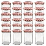 Oputec 24 x 440 ml Einmachgläser mit TO 82 Schraubdeckel rot kariert – Perfekt für Marmeladen, Konfitüren und mehr, große Gläser mit Deckel, ideal als Marmeladengläser und Schraubgläser
