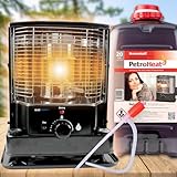 Bluecraft Petroleumofen Heizung ZT-85 inklusive Handpumpe und Petroleum 20 L Kanister | Notofen | Camping-Heizung | Notheizung ohne Strom | Dochtofen