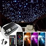 VASTFIRE Glasfaser Stern Decken Set, Auto, 500 pcs* 2 m, App-Fernbedienung, 16 W, Sternenlicht für Auto, Ding Room Jungen Mädchen Geschenk (500pcs*2m*0.75mm)