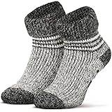 Piarini ABS Stoppersocken Wollsocken Wintersocken Norwegersocken Innenfrottee Männer Herren geringelt grau meliert 43 44 45 46