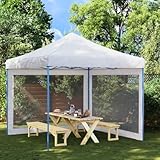Partyzelt-Seitenwände 2 STK., Mesh, Weiß und Schwarz, 300x195 cm, PE-Gewebe, für Outdoor-Pavillon, Mückenschutz, ideal für Garten, Terrasse und Outdoor-Events