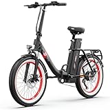 HFRYPShop OT16 E Bike Klapprad Elektrofahrrad Falt E-Bike mit 17Ah Akku, Ananda 250W Hinterradmotor, City Pedelec Elektrofahrrad mit App, 120KM, 25KM/H, Urban E Bike Herren Damen