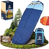 FARKAS Schlafsack Outdoor 3-Jahreszeiten für Erwachsene [hoher Schlafkomfort] Wasserdicht Ultraleicht kleines Packmaß | Mumienschlafsack für Camping Wandern Trekking | DarkBlue/LightBlue