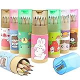 CIOUYAOS 8 Pack*12 Farben Buntstifte Kinder Set, Cute Klein Tragbare Vorgespitzte Zeichenstifte mit Spitzer, Colored Pencils Farbstifte für Erwachsene Kinder Zeichnung Skizzieren Schule Geschenk