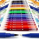 Tomaxis Aquarellstifte Felt Tip Brush Pinselstifte Dual-Tip Malstifte - Feine & Bürstenspitze Kunstmarker Filzstifte Zeichenstifte Highlighter Ausmalstifte für Erwachsene Malbücher Kalligraphi