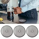 Packungen Ersatzfilter mit Netzsieb, Kaffeefilter, wiederverwendbar, Edelstahl-Netzfilter für 8 Tassen/ 34 oz/ 1000 ml französische Kaffee-/ Teemaschinen (Silver, One Size)