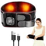 Wärmegürtel Rücken, 141 cm Kabelloser Beheizter Rückengürtel Bauchwärmer Massagegerät Rückenbandage Heizkissen mit 3 Massagemoden & 5 Wärmestufen, Zur Entlastung Des Unteren Rückens