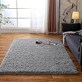 Obundi FlauschigeTeppich Komfortabler Hochflor Shaggy Langflor Teppich mit Akzent im Kinderzimmer (Grau,80×120 cm)