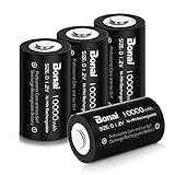 BONAI D Akku 10000mAh Mono D Wiederaufladbar Batterien Hohe Kapazität D Accu NiMH 1,2V D Zellen Aufladbare D Akkubatterien mit geringer Selbstentladung & Lange Lebensdauer (4 Stück)