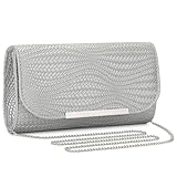 BAIGIO Clutch Damen PU Leder Abendtasche Elegante Handtasche Sliber Brauttasche Kettentasche für Hochzeit Damen Tasche Kleine Umhängetasche Crossbody Bag #1