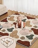 Lambluefly Krabbelmatte Baby Faltbar, Verdickte Krabbeldecke für Baby 127x127cm, Anti Rutsch Matte, Maschinenwaschbare, Spielmatte Faltbar, Babymatte Krabbelmatte für Laufgitter, Design im Bohème-Stil
