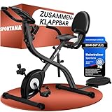 SPORTANA® Heimtrainer Fahrrad EAGLE 4-4in1 Ausdauer Ergometer - Trainings App - Klappbar - LCD Display - Höhenverstellbar - Fitnessbänder - Hometrainer, Fitnessbike, Workout Bike, Indoor Bike