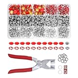 Mandala Crafts Metall-Druckknopf-Set – Druckknöpfe und Druckknopf-Werkzeug – rote Metall-Druckknöpfe für Kleidung, Lederhandwerk