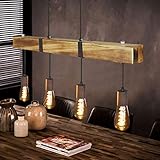 GBLY Vintage Pendelleuchte Holz Esstischlampe Retro Hängeleuchte mit 80CM Holzbalken 4 x E27 max. 25 Watt Hängelampe Industrial Pendellampe für Esszimmer Küche Wohnzimmer Bar Restaurant