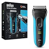 Braun Series 3 ProSkin Elektrorasierer mit Präzisionstrimmer, Rasierer Herren Elektrisch, Geschenk Mann elektrischer Rasierer, Wet&Dry, Made in Germany, 3040s, schwarz/blau