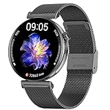 Knauermann PRO 3 Mini (2024) Schwarz - Gesundheitsuhr Smartwatch mit Telefoniefunktion - EKG + HRV und SOS Funktion - AMOLED Display - BT Bluetooth - Schlafapnoe - Milanaiseband Schwarz, 14-24,rund