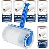 Fusselrolle Tierhaare & Fusselroller Kleidung | 360 Blatt Haarentferner (1+6 Rollen) mit Staubschutzhülle | Extra Klebrige Rolle für Kleidung, Möbel, Haustiere