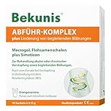 Bekunis Abführ-Komplex plus | Macrogol + Flohsamenschalen + Simeticon | Bei Verstopfung mit begleitenden Blähungen und Völlegefühl | 10 Sachets zum Einrühren in Wasser | Orange | Medizinprodukt