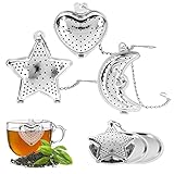 3 Stück Teesieb für losen Tee, Gewürze und Kräuter, Tea Infuser Edelstahl Teefilter Tasse mit Kette und Abtropfschale, Lustig Teeei Filt für Teekannen, Tassen, Teeflaschen, für Teeliebhaber